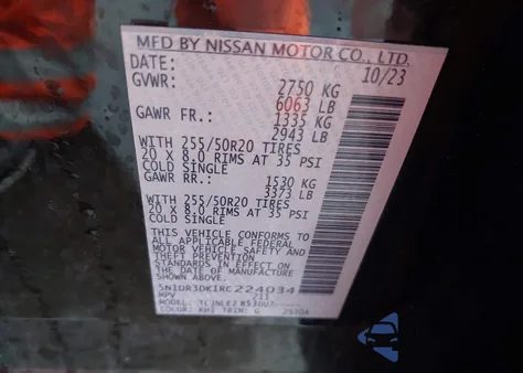 2024 Nissan Pathfinder Platinum 4Wd из США, поврежденный, VIN 5N1DR3DK1RC224034